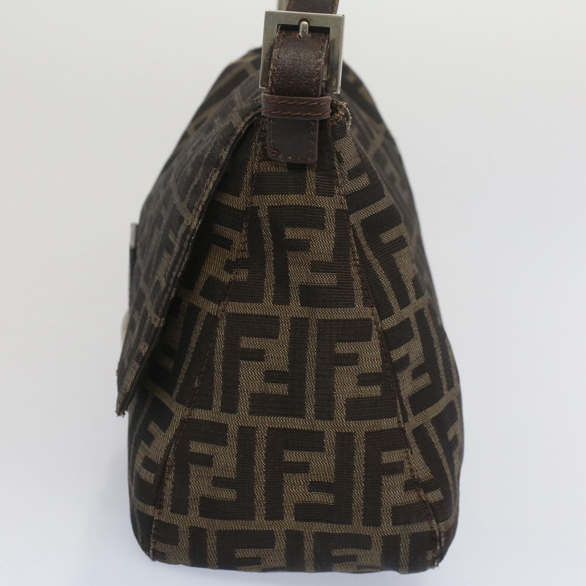 Luxury FendiZucca Canvas Mamma Baguette Shoulder Bag Black Brownbs7918
