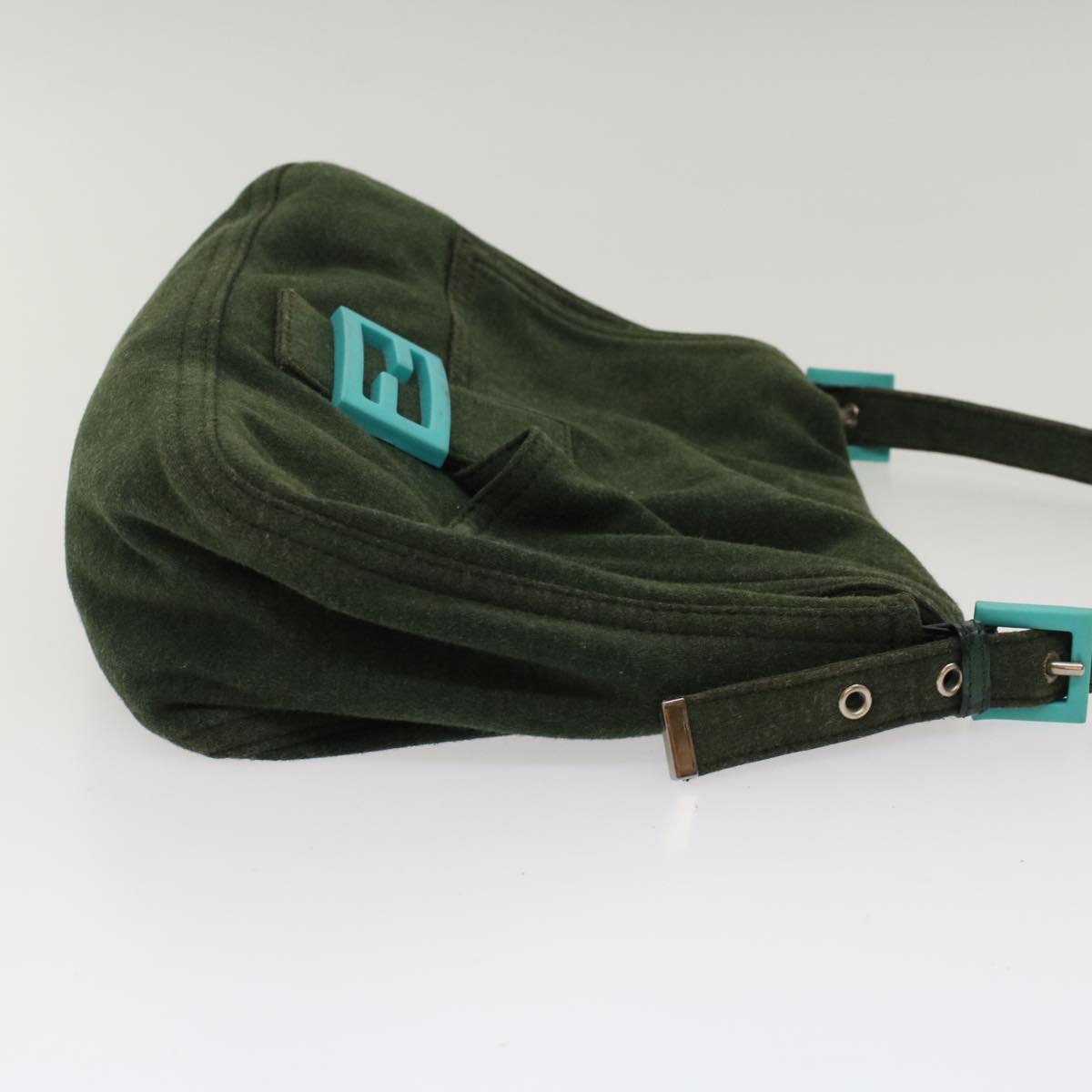 Luxury FendiMamma Baguette Shoulder Bag cotton Green Light Bluebs8194