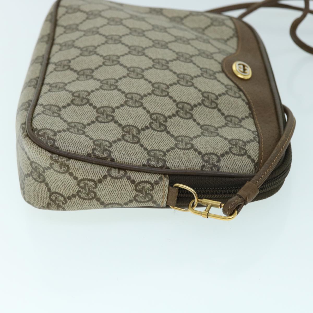 Luxury Gucci GG Canvas Shoulder Bag PVC Leather Beige bs8259