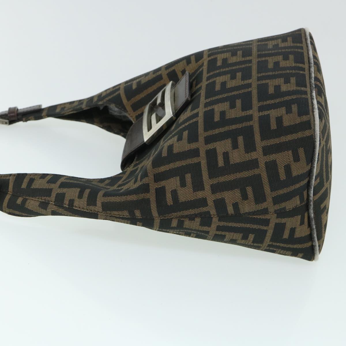 Luxury FendiZucca Canvas Mamma Baguette Shoulder Bag Black Brownbs8308