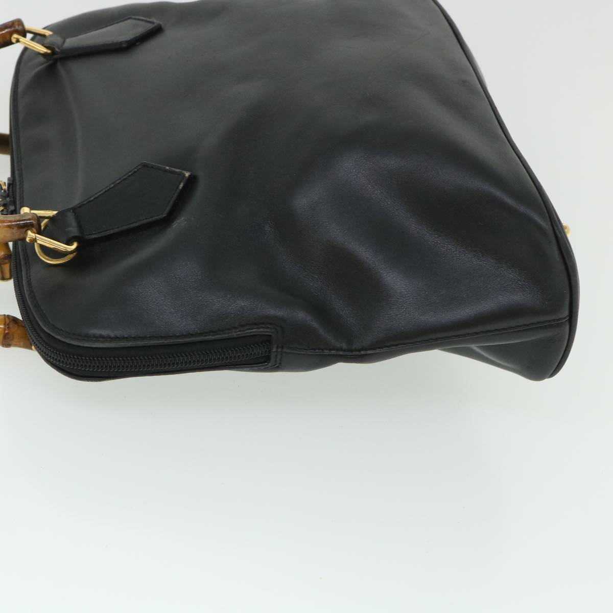 Luxury Gucci Bamboo Hand Bag Leather 2way Black 000 1186 0289 bs8639