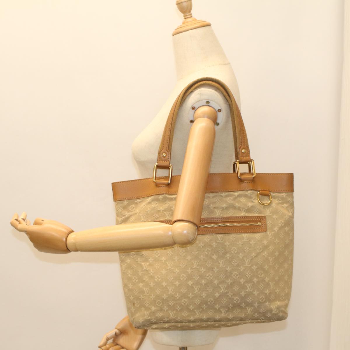 LOUIS VUITTON Monogram Mini Lucille PM Hand Bag Beige M92684 LV bs9055