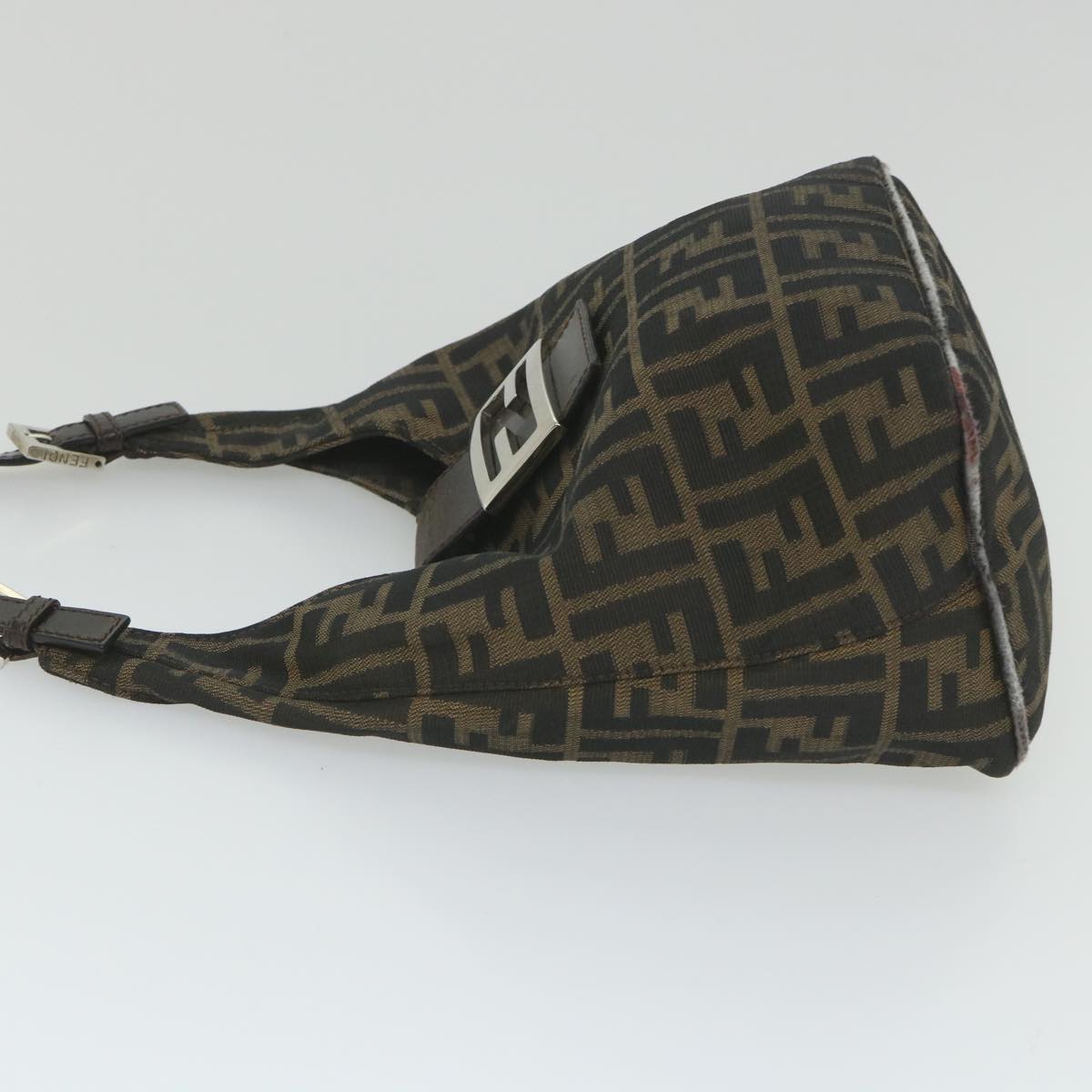 Luxury FendiZucca Canvas Mamma Baguette Shoulder Bag Black Brownbs9333