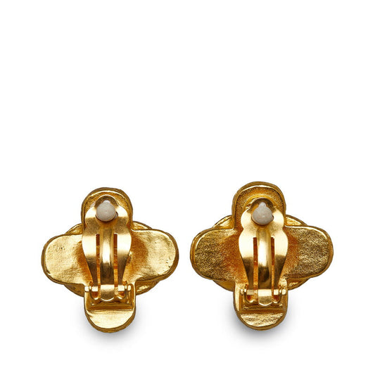 Chanel Vintage Coco Mark Cross Earrings Gold Plated