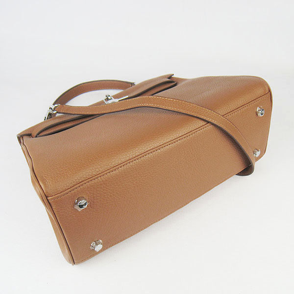 Luxury Hermes Kelly 32cm Togo Leather 6108 Light Coffee Silver