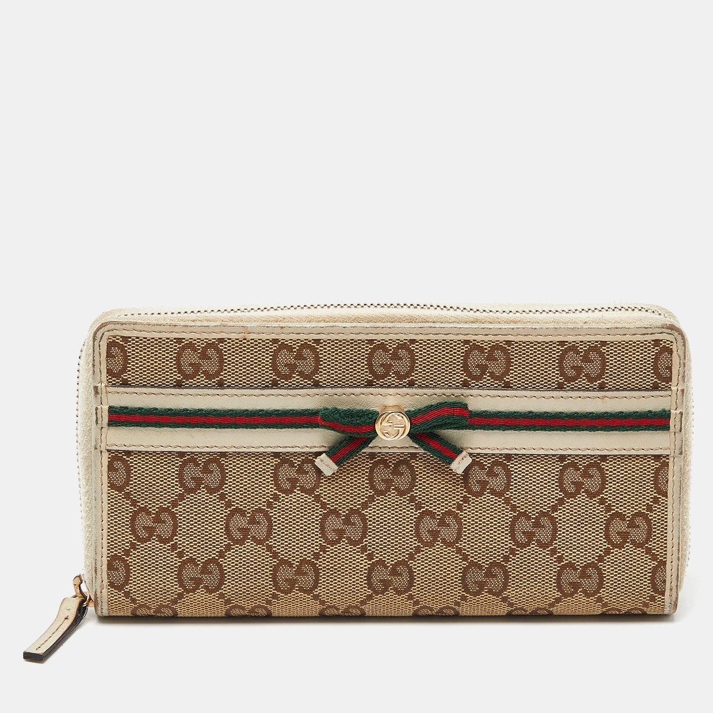 Luxury Gucci Trending 2025 Beige/Cream GG Canvas and Leather Princy Zip Around Wallet