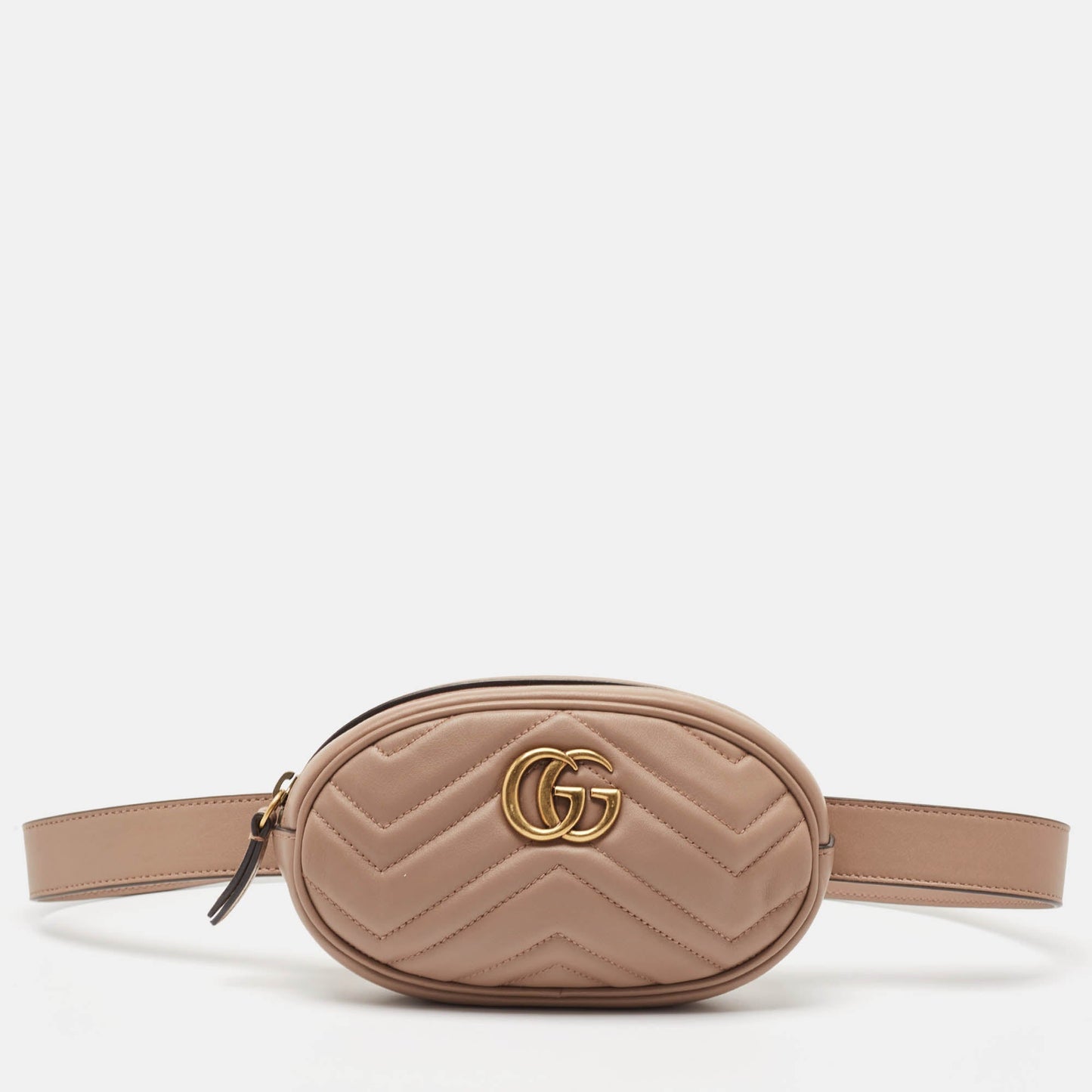 Luxury Gucci Trending 2025 Dusty Pink Matelassé Leather GG Marmont Belt Bag