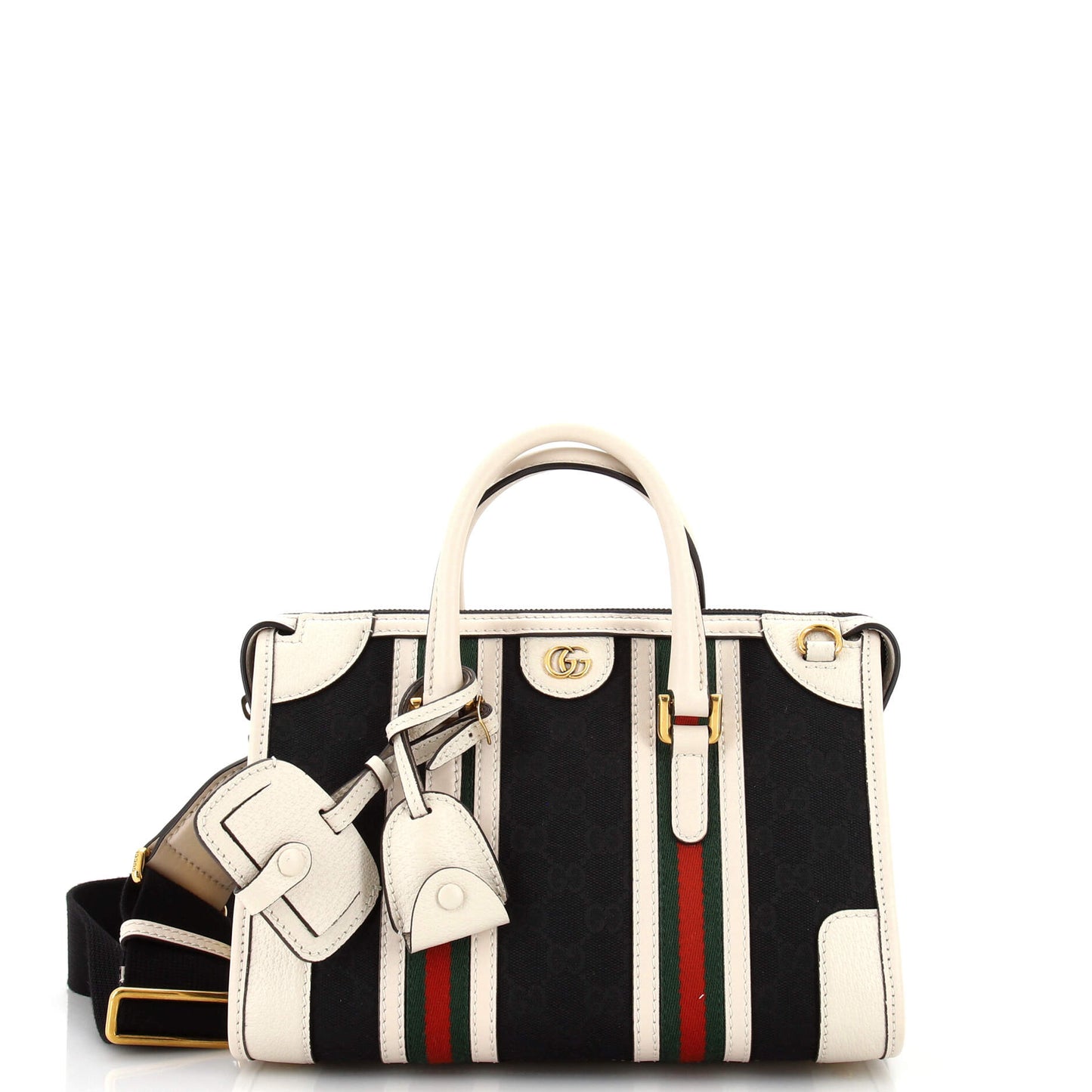 Luxury Gucci Trending 2025 Bauletto Top Handle Bag GG Canvas and Leather Small