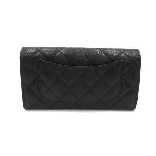 Chanel Zip Long Wallet Double Fold Wallet Caviar S Black Box