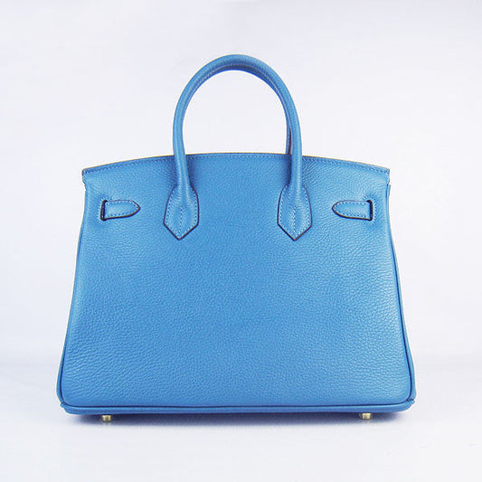 Luxury Hermes Birkin 30cm Togo Leather Handbags Blue Golden