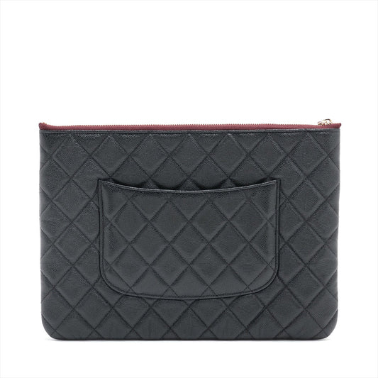 Chanel Matrasse Caviar S Clutch Bag Black G 31st