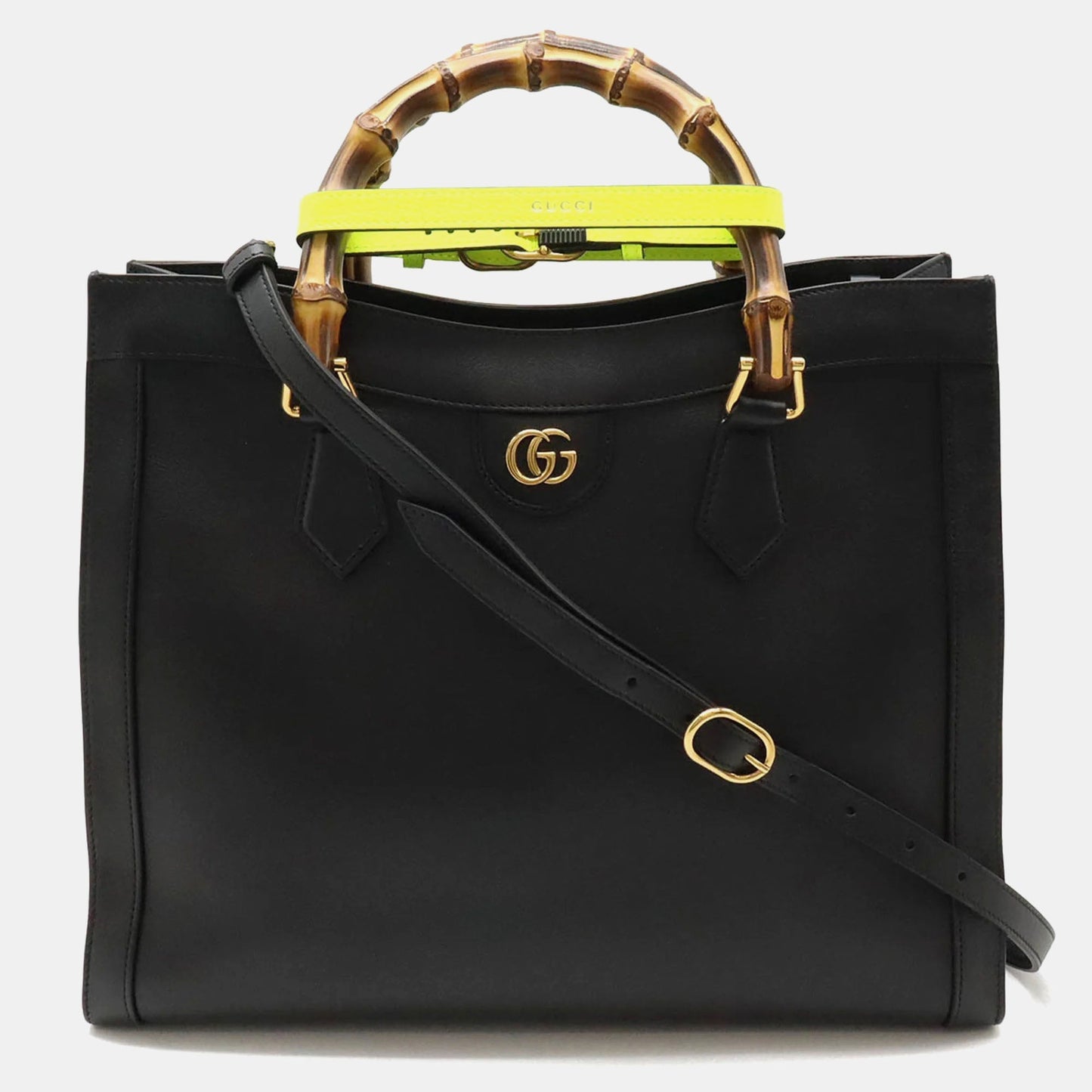 Luxury Gucci Trending 2025 Black Leather Medium Bamboo Diana Tote Bag
