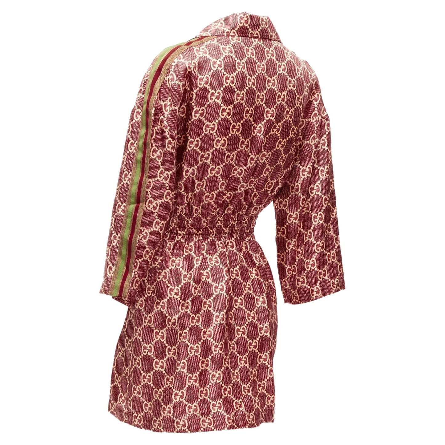 Gucci silk GG Supreme monogram print web trim mini dress
