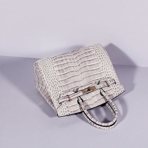 Luxury Hermes Birkin 30cm Crocodile Leather Bag With Strap Himalaya Gold