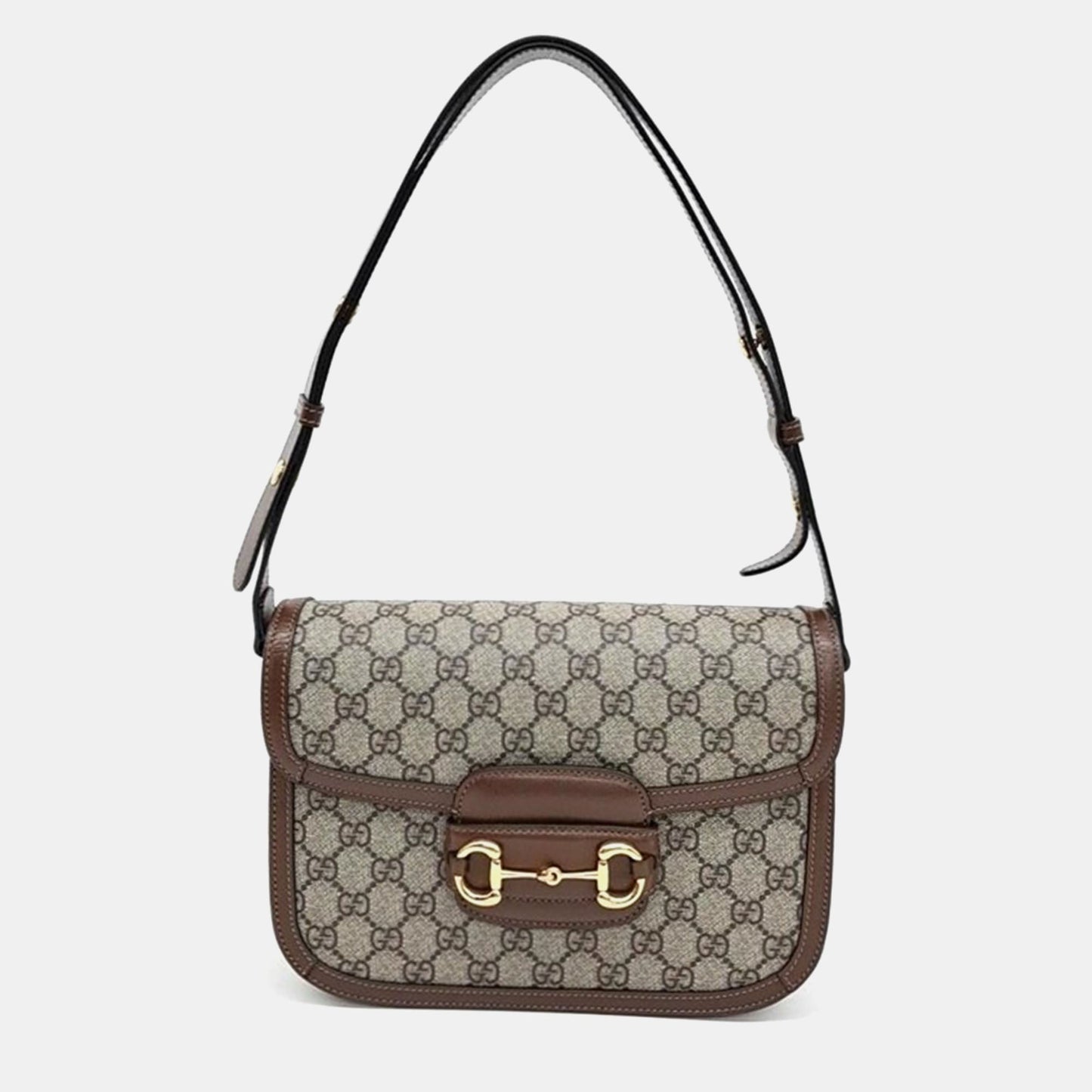 Luxury Gucci Trending 2025 Beige GG Canvas 1955 Horsebit Shoulder Bag