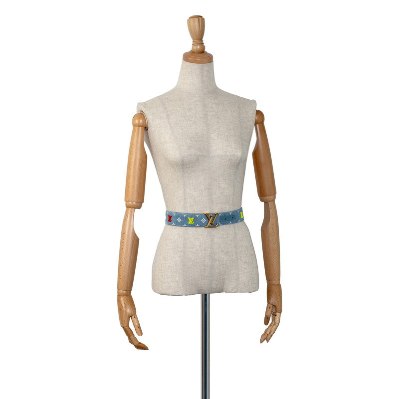 Louis Vuitton Monogram Denim Sanctuary LV New Wave Belt Size 80/32 M0146 Light Blue Multicolor Denim Leather Louis Vuitton