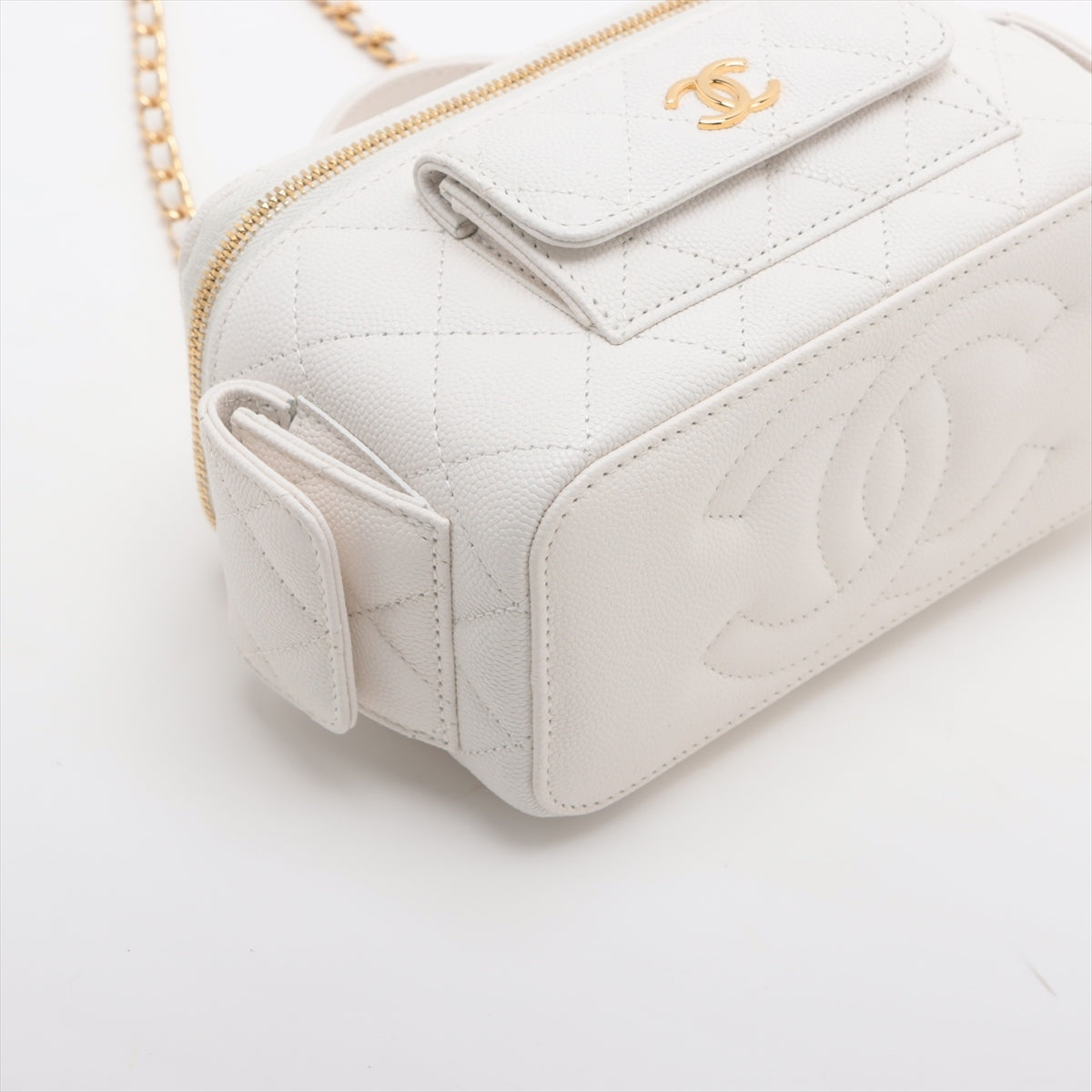 Chanel Matrasse Caviar S Chain Shoulder Bag Vanity White G