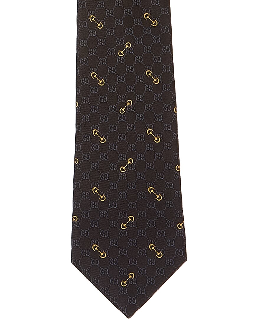 Gucci Grey Printed Silk Tie