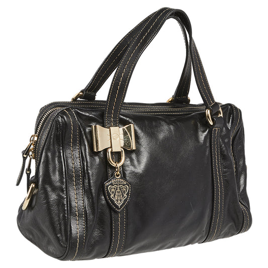 Luxury Gucci Trending 2025 Black Leather Duchessa Boston Bag..