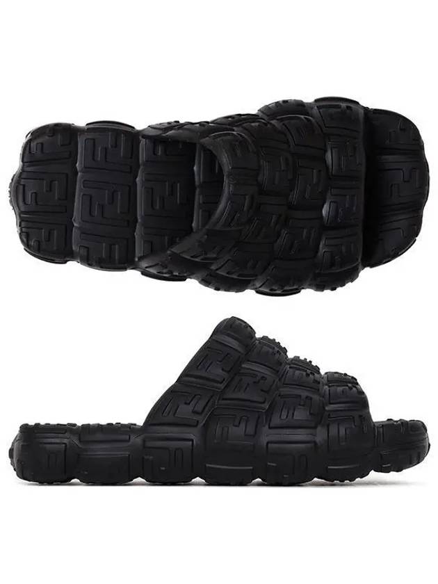Luxury Fendi Logo Cloud Rubber Slippers Black