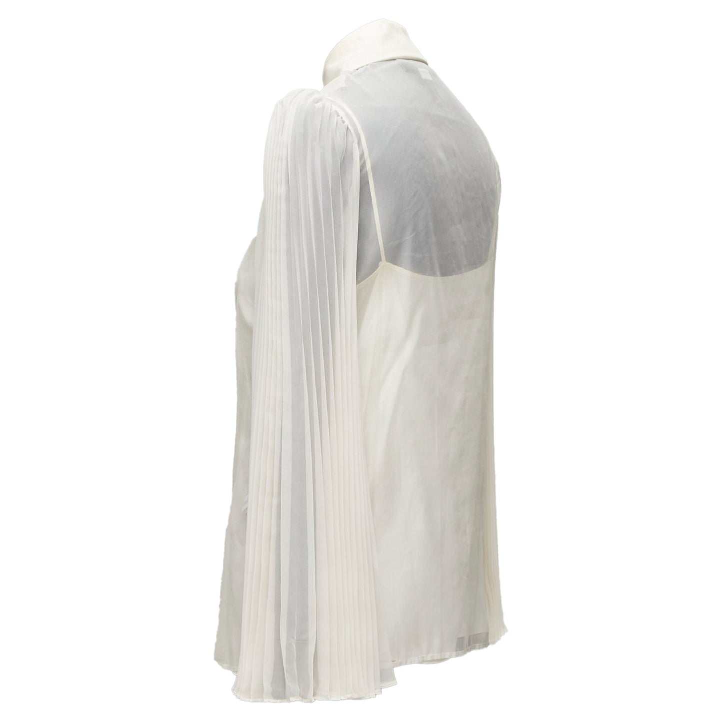 Gucci Silk Blend Puff Sleeve Peter Pan Collar Cami Lined Blouse