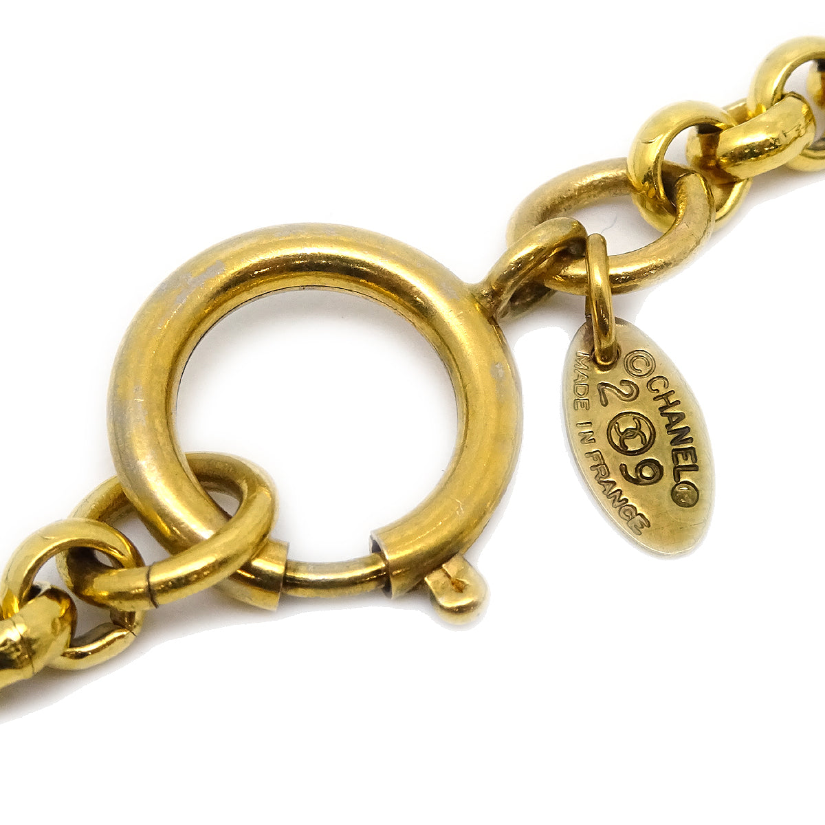 Luxury Chanel 1994 Woven CC Pendant Necklace Gold 29