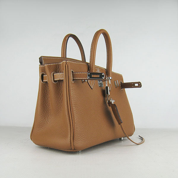 Luxury Hermes Birkin 25cm Handbag 6068 light coffee silver