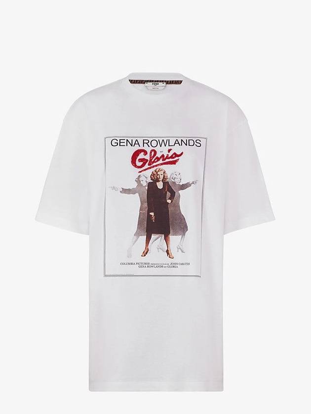Luxury Fendi Gloria Print Short Sleeve T-Shirt White