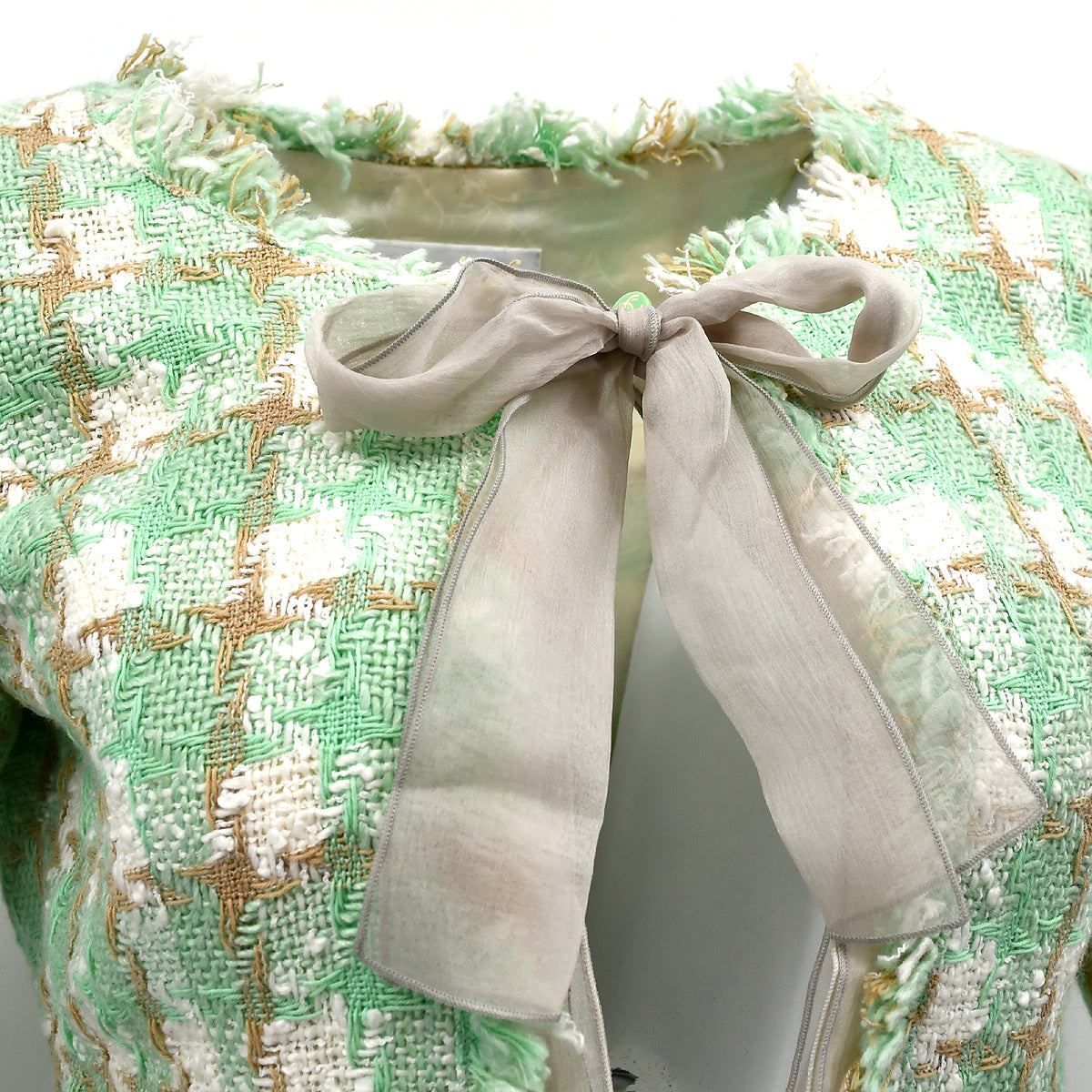 Chanel Collarless Jacket Green 23 #38