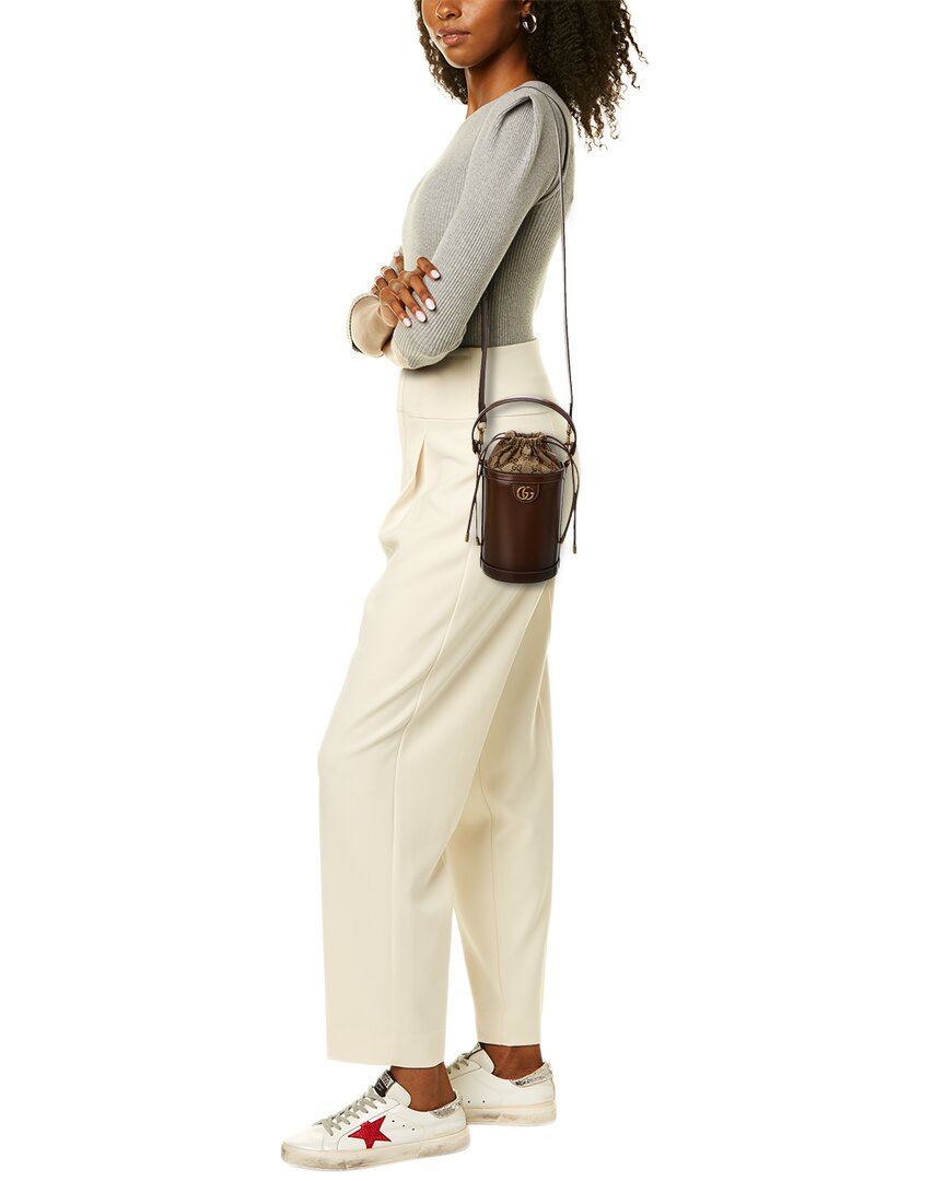 Luxury Gucci Trending 2025 Ophidia Mini Leather Bucket Bag