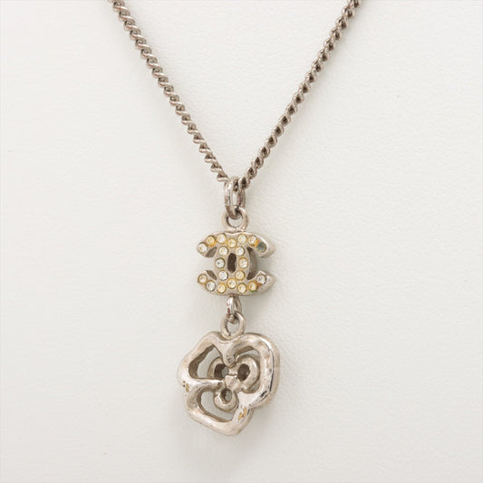 Chanel Coco 07A Necklace GP Rhinestone Silver