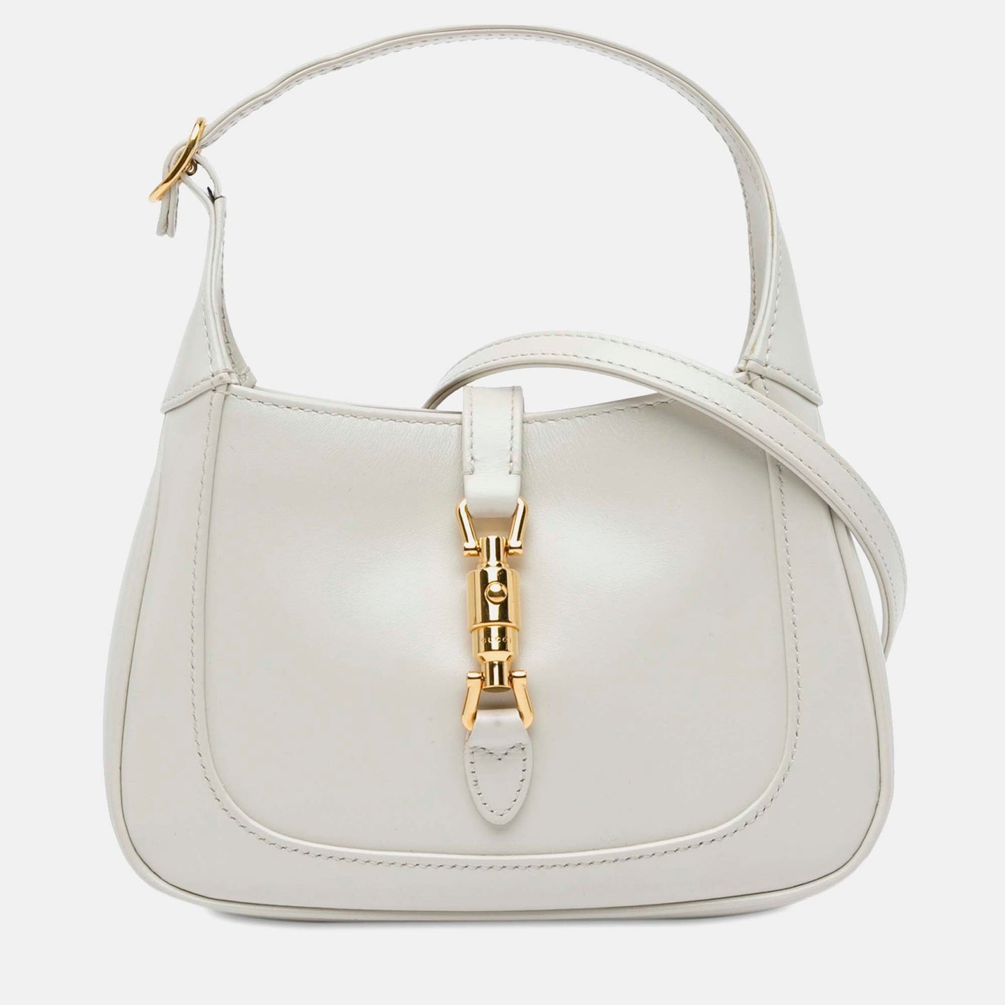 Luxury Gucci Trending 2025 White Leather Mini Jackie 1961 Shoulder Bag