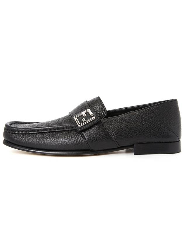 Luxury Fendi FF Square Leather Loafers Black