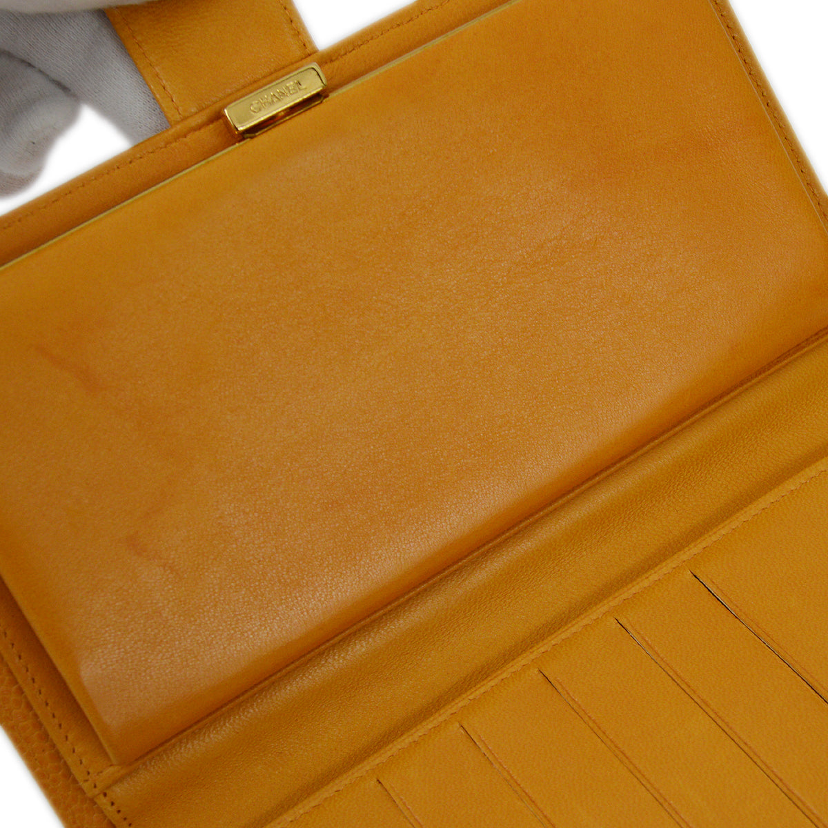 Luxury Chanel 1997-1999 Orange Caviar Timeless Long Wallet