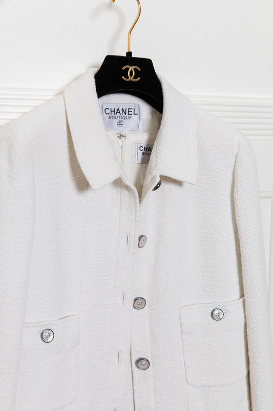 CHANEL Blazer & Dress Tweed White