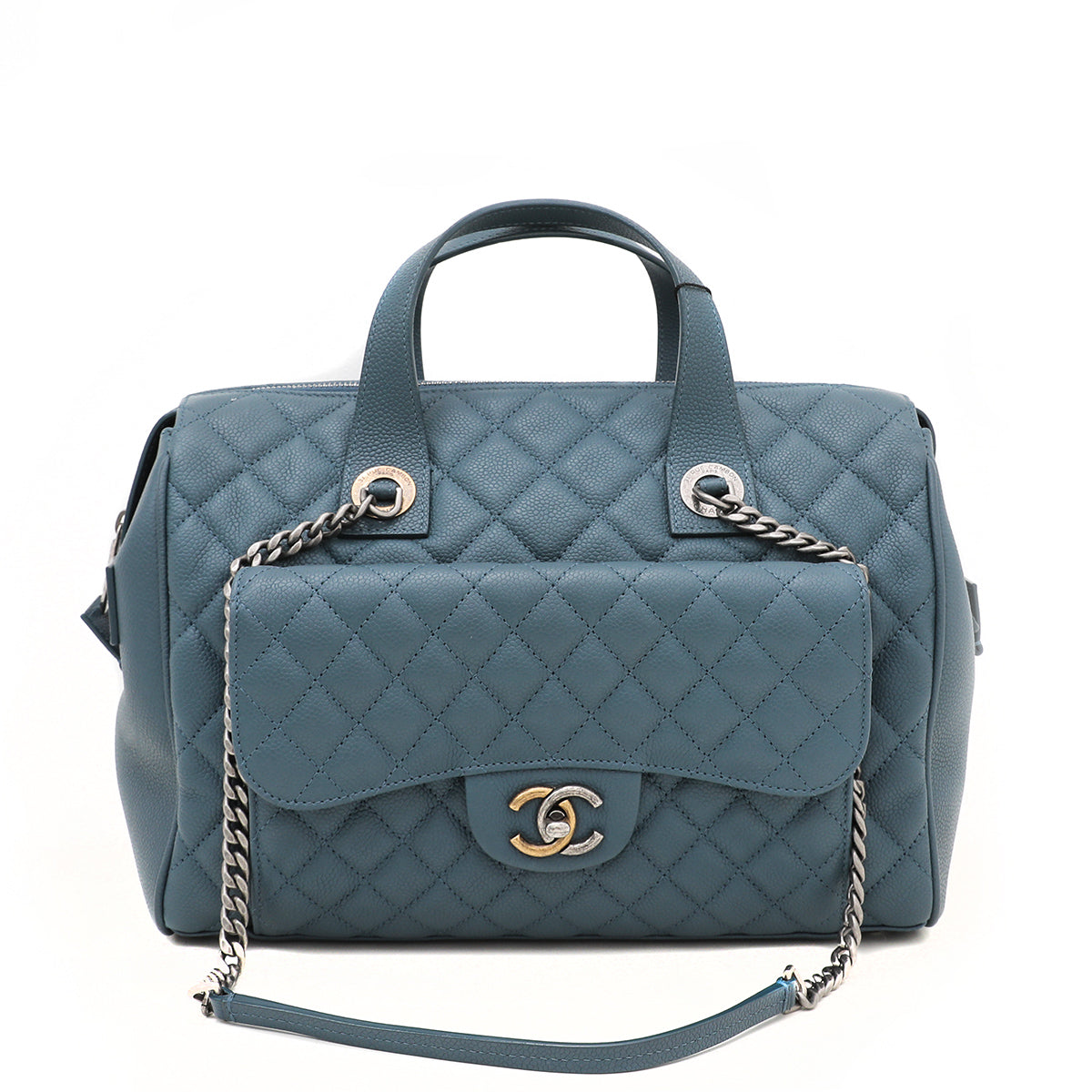 Chanel Blue Casual Pocket Bowling Bag Large