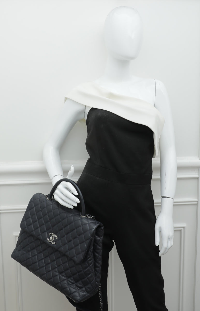Chanel Navy Blue Coco Handle Maxi Bag