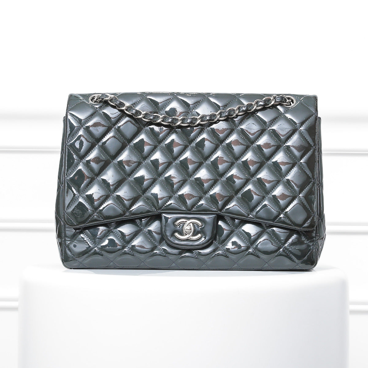 Chanel Forest Green Classic Single Flap Maxi