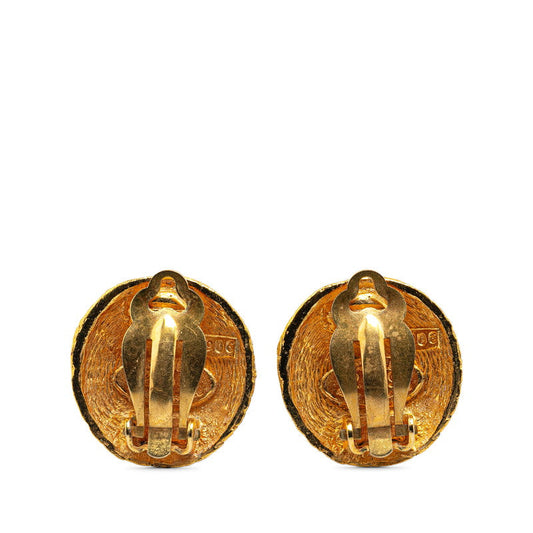 Chanel Vintage Coco Mark Gold Earrings