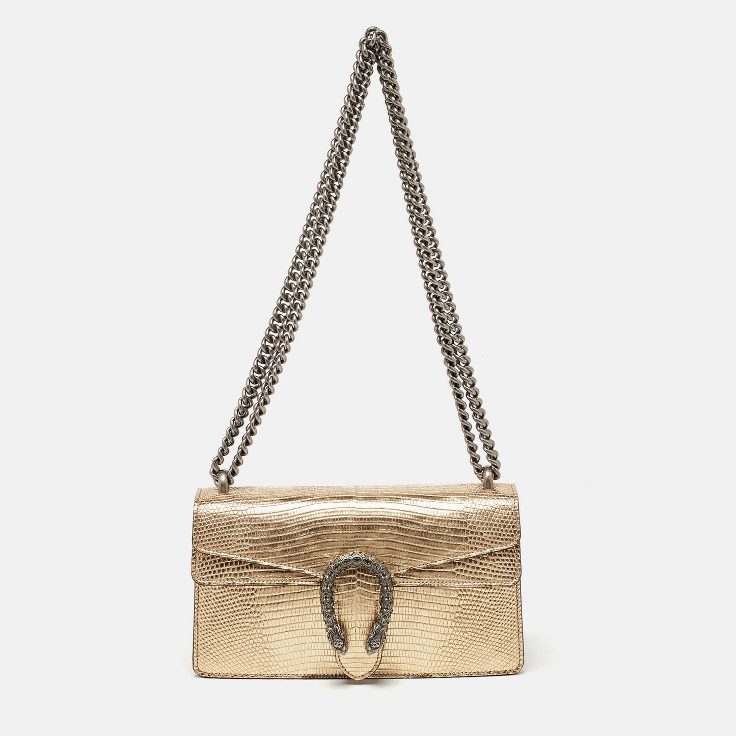 Luxury Gucci Trending 2025 Gold Lizard Small Rectangular Dionysus Shoulder Bag