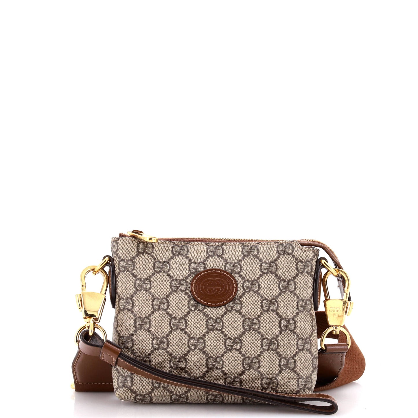 Luxury Gucci Trending 2025 Interlocking G Patch Wristlet Messenger Bag GG Coated Canvas Mini