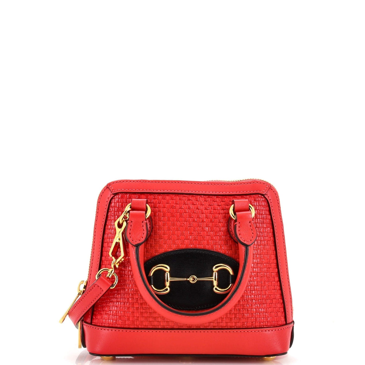 Luxury Gucci Trending 2025 Horsebit 1955 Top Handle Bag Raffia Mini