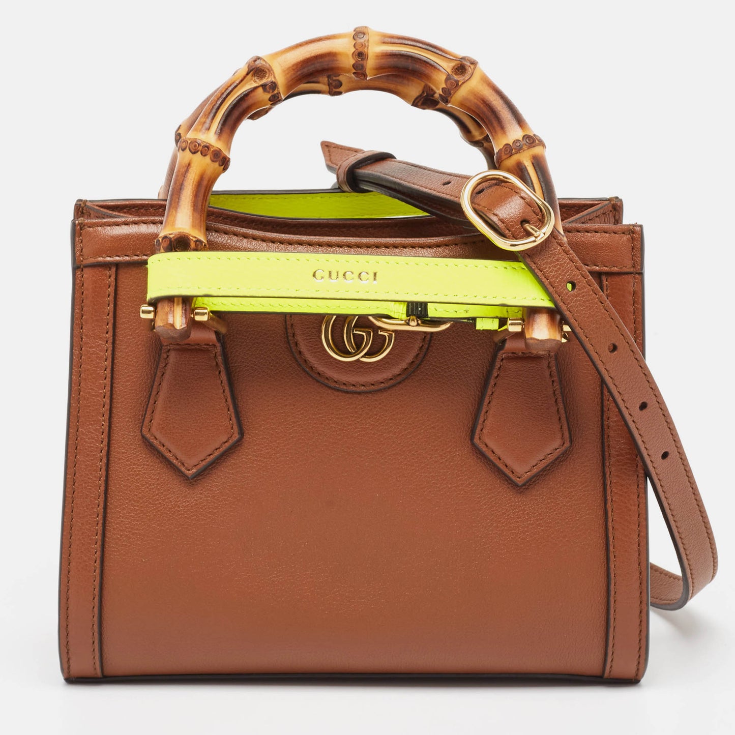 Luxury Gucci Trending 2025 Brown Leather Mini Diana Tote