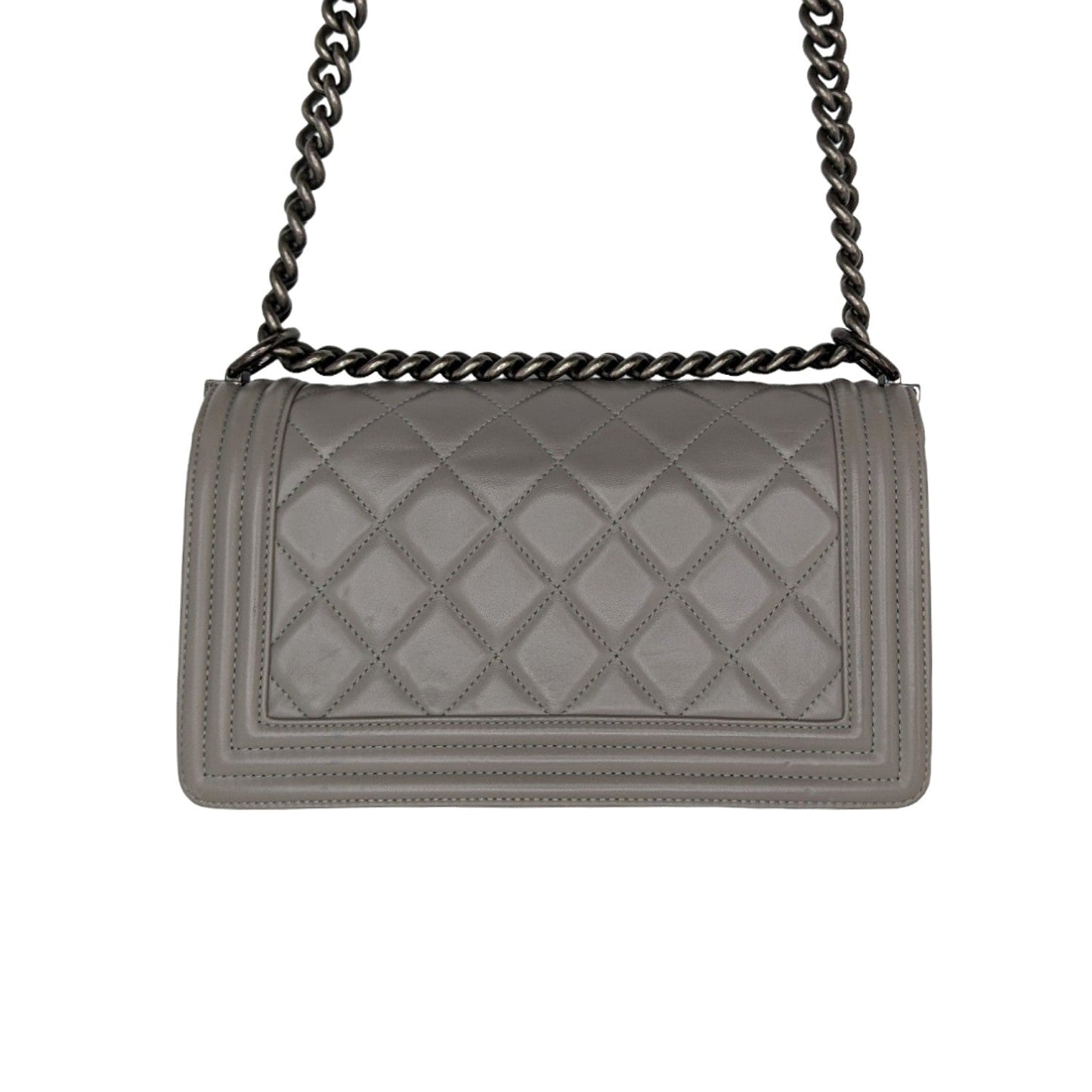 Luxury Chanel Gray Quilted Calfskin Medium Boy Bag