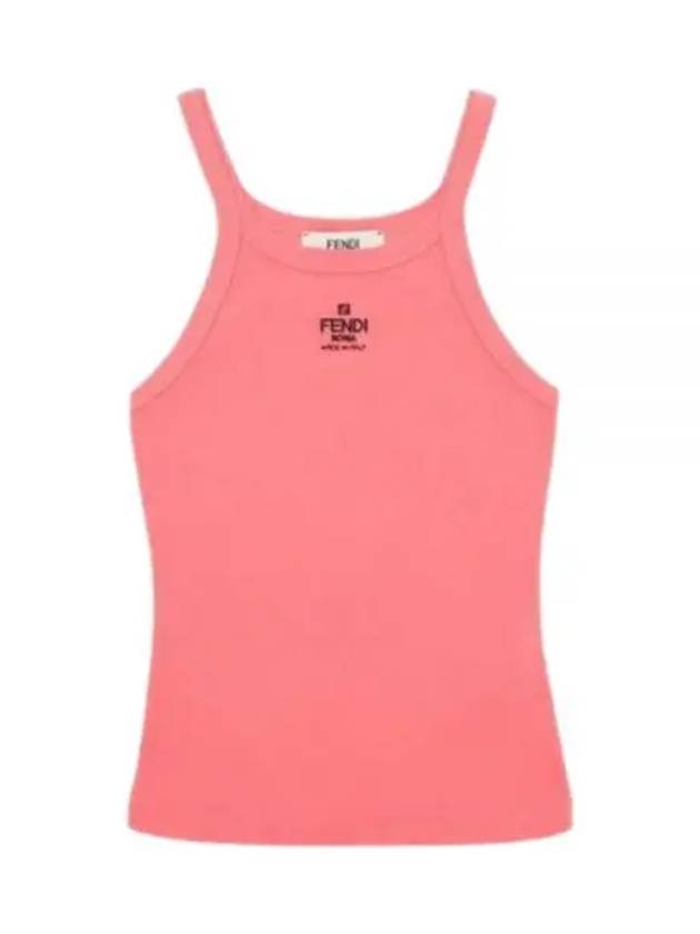 Luxury Fendi Embroidered Logo Cotton Sleeveless Pink