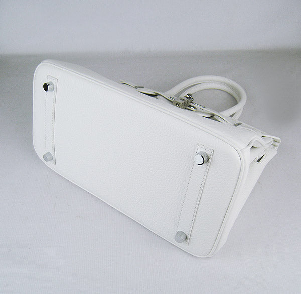 Luxury Hermes Birkin 30cm Togo Leather Handbags White Silver