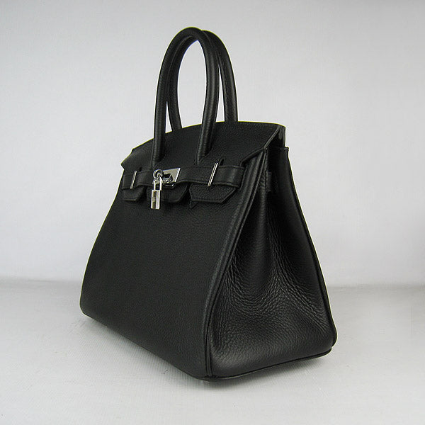 Luxury Hermes Birkin 30cm Togo Leather Handbags Black Silver