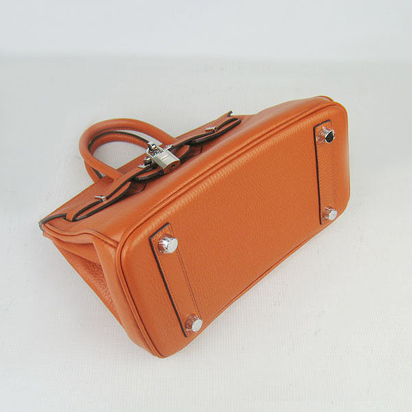 Luxury Hermes Birkin 25cm Handbag 6068 orange silver