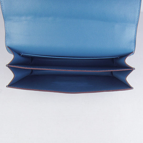 Luxury Hermes calf Leather Message Bag H020 blue golden