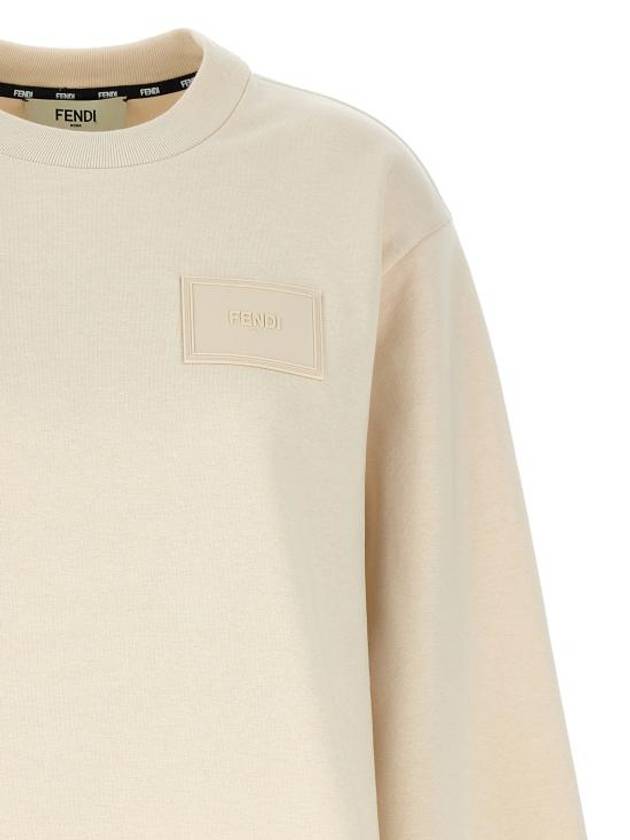 Luxury Fendi Patch Logo Sweatshirt Ivory